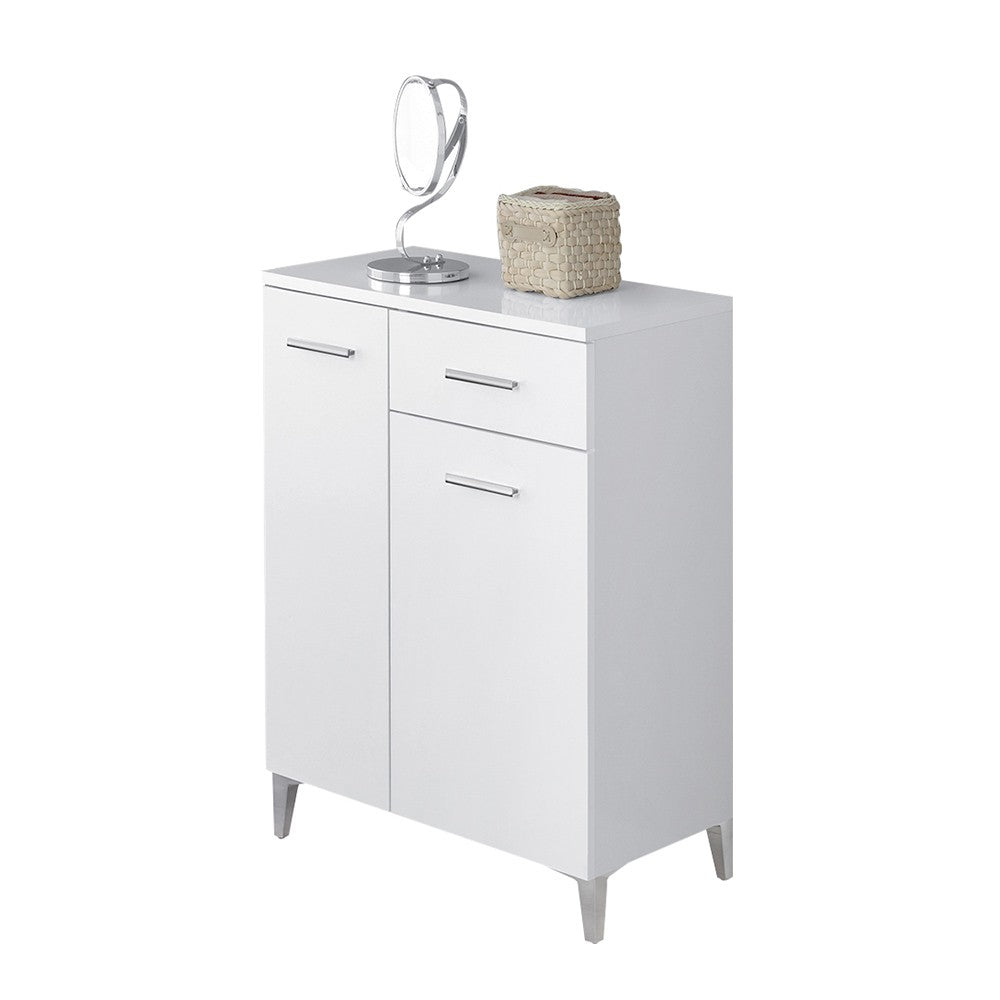 Base multiuso 60x34 cm bianco con 2 ante e cassetto scorrevole Desya