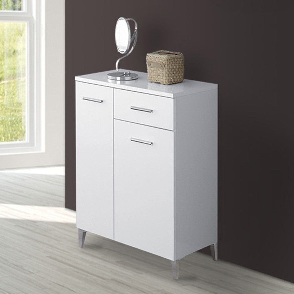 Base multiuso 60x34 cm bianco con 2 ante e cassetto scorrevole Desya