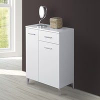 Base multiuso 60x34 cm bianco con 2 ante e cassetto scorrevole Desya