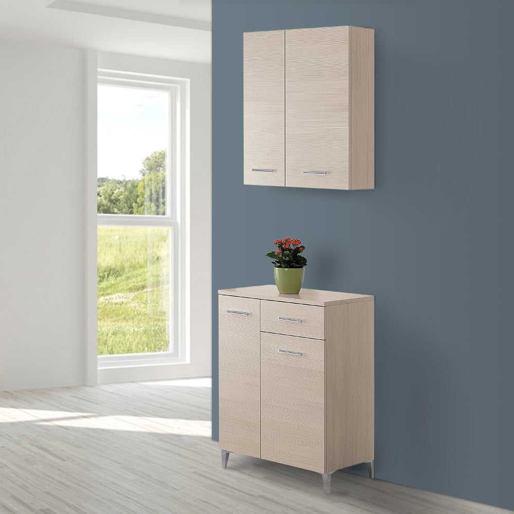 Base multiuso 60x34 cm larice con 2 ante e cassetto scorrevole Desya