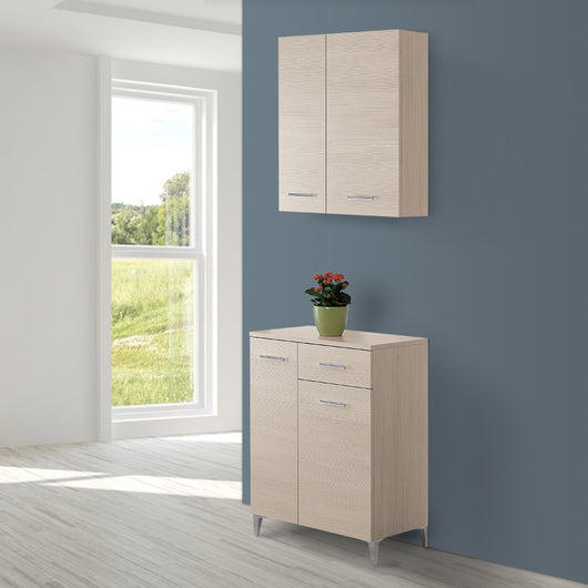 Base multiuso 60x34 cm larice con 2 ante e cassetto scorrevole Desya