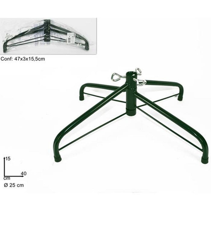 Base Per Albero Di Natale A Croce In Metallo 40cm Richiudibile Pieghevole Verde         