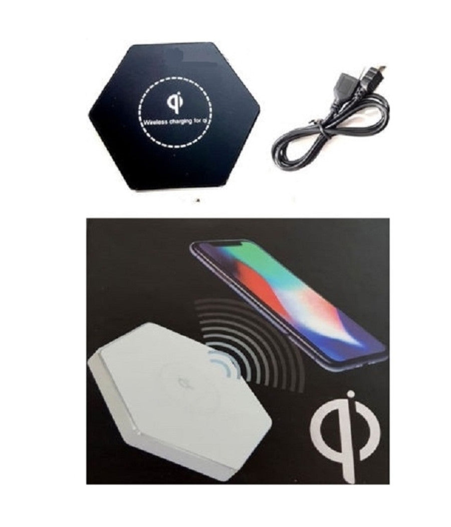Base Ricarica Wireless Esagonale Qi Universale Caricabatterie Piattaforma Ricarica         