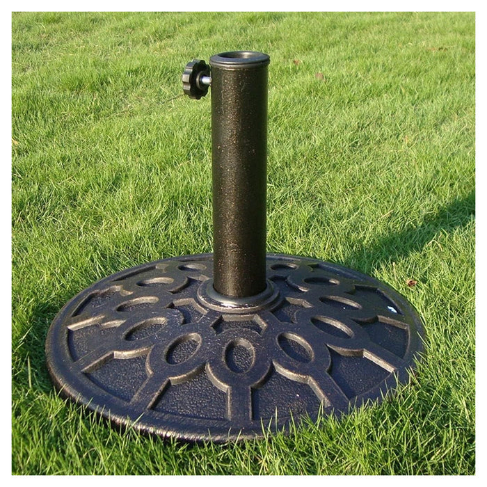 Trade Shop - Base Rotonda Per Ombrellone Da Esterno Giardino Palo Centrale ø43xh32cm Nero 016594 -        