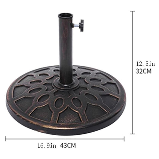 Trade Shop - Base Rotonda Per Ombrellone Da Esterno Giardino Palo Centrale ø43xh32cm Nero 016594 -        