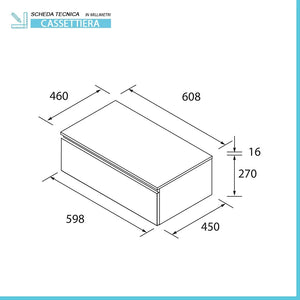 Base sospesa per bagno 60 cm in legno MDF 1 cassetto rovere africa Sumo