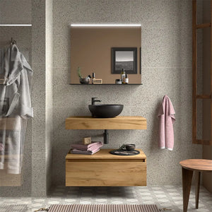 Base sospesa per bagno 60 cm in legno MDF 1 cassetto rovere africa Sumo