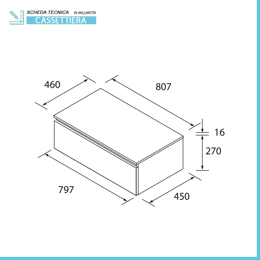 Base sospesa per bagno 80 cm in legno MDF 1 cassetto rovere africa Sumo