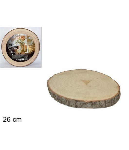 Base Tronco Legno Naturale Decorativa Disco Per Ornamento Diametro 26 Cm Rotondo         