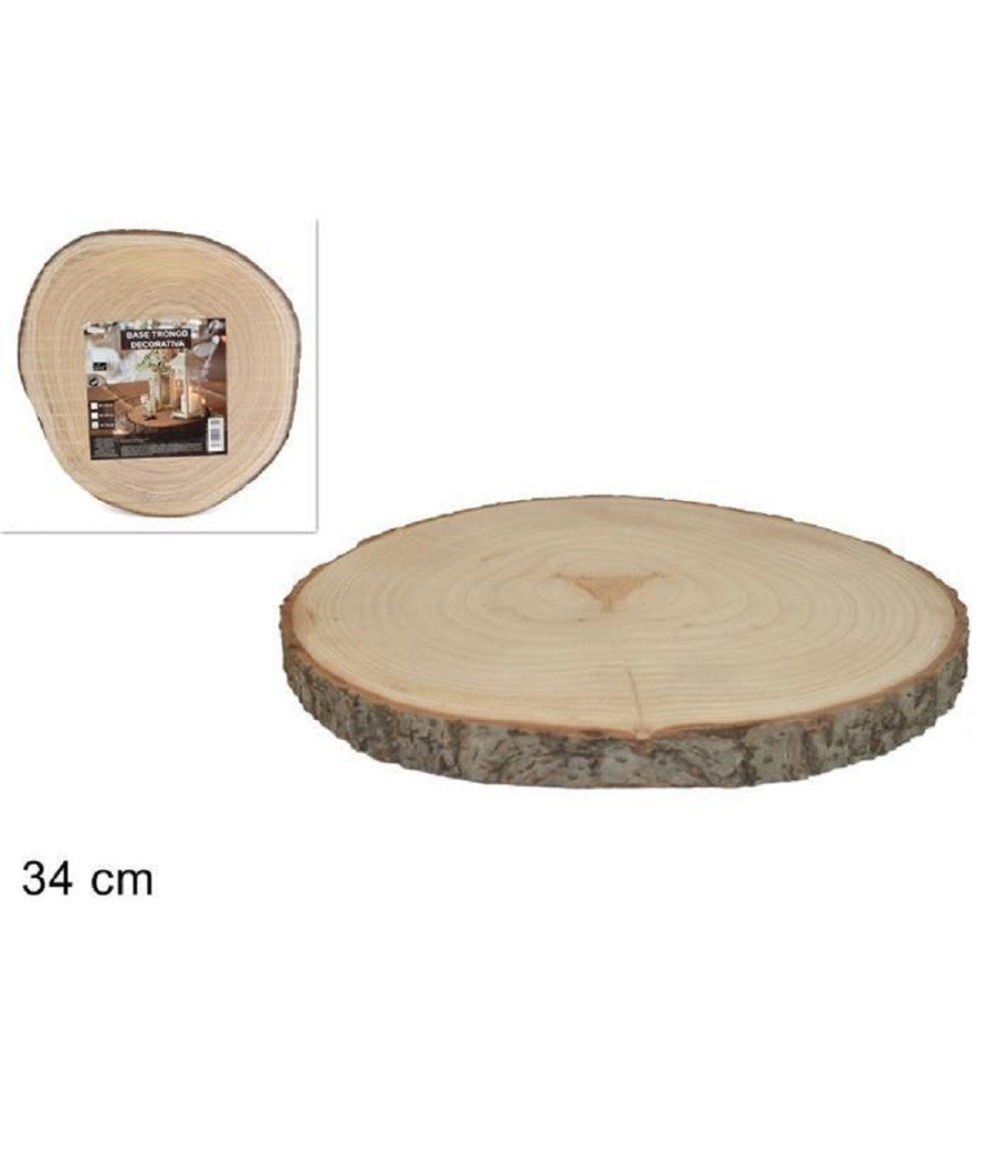 Base Tronco Legno Naturale Decorativa Disco Per Ornamento Diametro 34 Cm Rotondo         