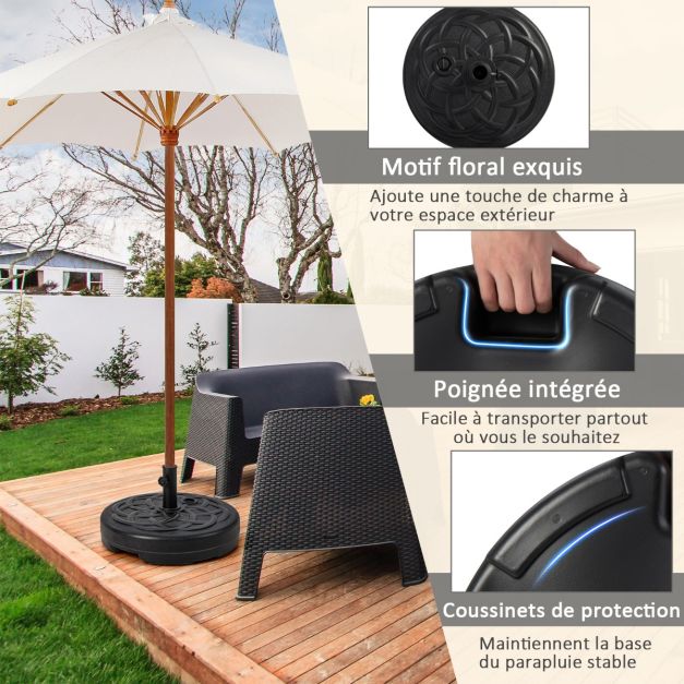 Base per ombrellone pesante per ombrellone diametro 38 e 48 mm base per ombrellone da esterno in hdpe riempita con 39 kg di sabbia/23 litri di acqua 56 x 30 cm 20_0009075