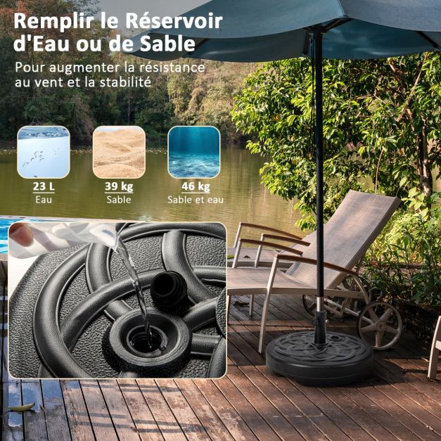 Base per ombrellone pesante per ombrellone diametro 38 e 48 mm base per ombrellone da esterno in hdpe riempita con 39 kg di sabbia/23 litri di acqua 56 x 30 cm 20_0009075