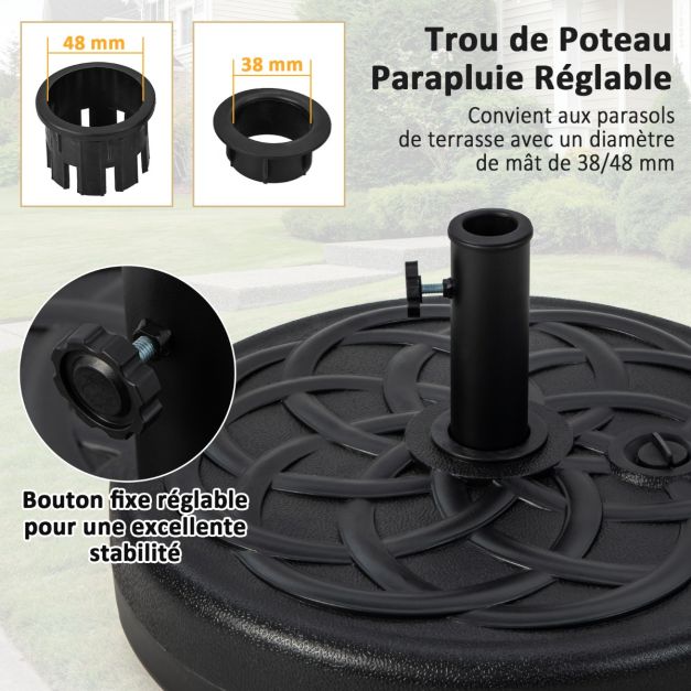 Base per ombrellone pesante per ombrellone diametro 38 e 48 mm base per ombrellone da esterno in hdpe riempita con 39 kg di sabbia/23 litri di acqua 56 x 30 cm 20_0009075