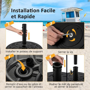 Base per ombrellone pesante per ombrellone diametro 38 e 48 mm base per ombrellone da esterno in hdpe riempita con 39 kg di sabbia/23 litri di acqua 56 x 30 cm 20_0009075