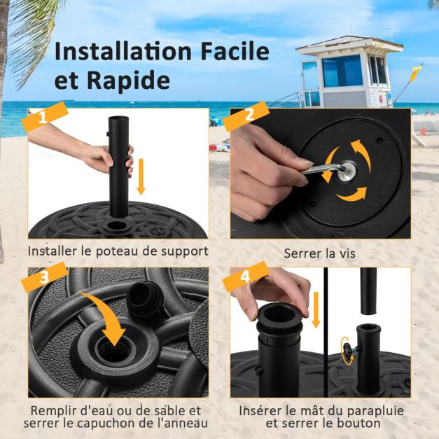 Base per ombrellone pesante per ombrellone diametro 38 e 48 mm base per ombrellone da esterno in hdpe riempita con 39 kg di sabbia/23 litri di acqua 56 x 30 cm 20_0009075