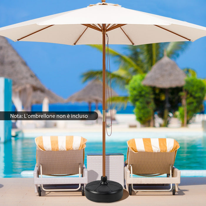 Base ombrellone da 37cm adatta a ombrelloni con palo 38 mm, Supporto ombrellone da riempire di acqua sabbia Nero-Basi per ombrellone