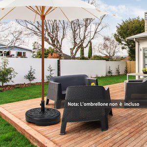 Base ombrellone rotonda riempibile da 56cm adatta a ombrelloni con palo 38/48mm, Pesi per ombrellone Nero-Basi per ombrellone