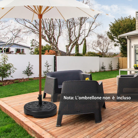 Base ombrellone rotonda riempibile da 56cm adatta a ombrelloni con palo 38/48mm, Pesi per ombrellone Nero-Basi per ombrellone