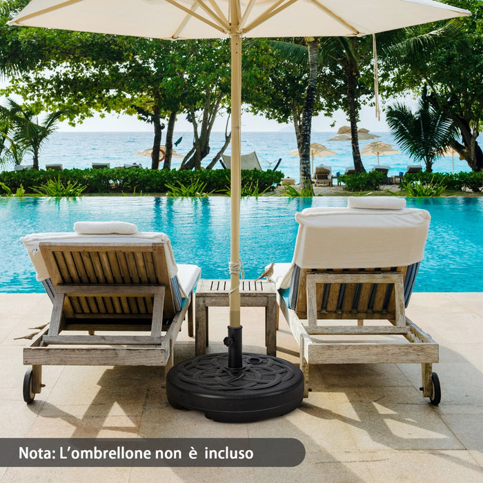 Base ombrellone rotonda riempibile da 56cm adatta a ombrelloni con palo 38/48mm, Pesi per ombrellone Nero-Basi per ombrellone