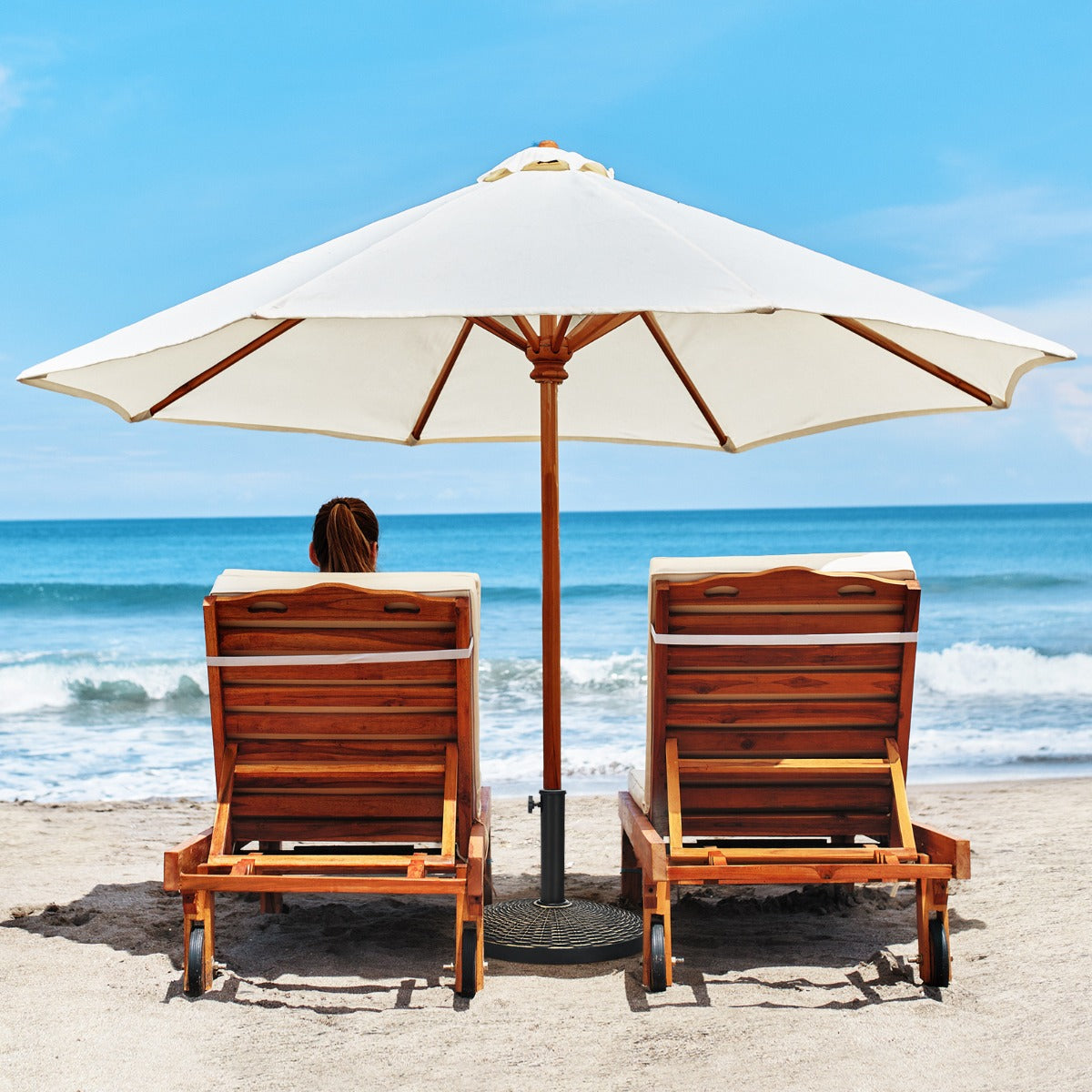 Base per ombrellone in resina da 45cm resistente alle intemperie, Base per ombrellone rotondo da 10kg per esterni-Basi per ombrellone