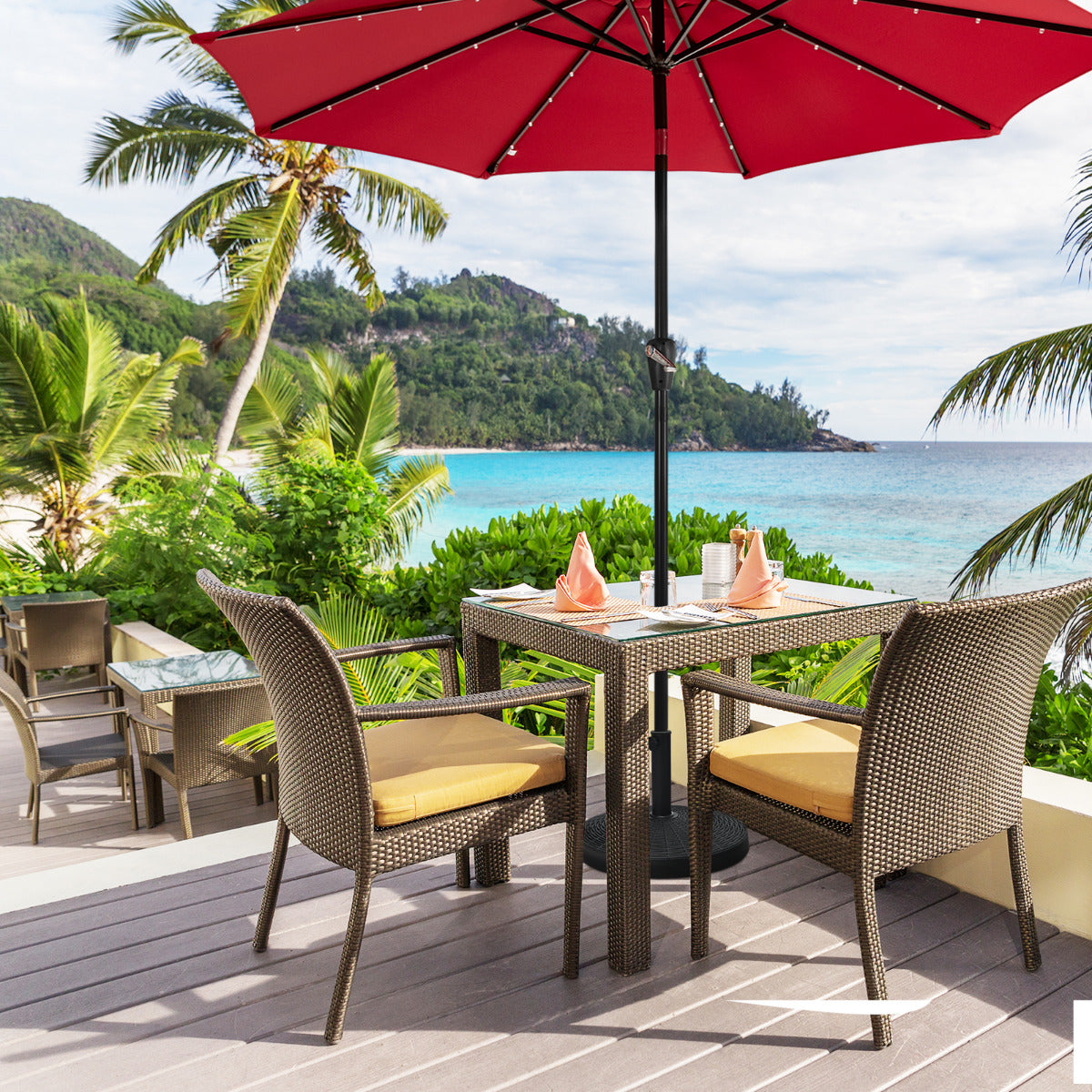 Base per ombrellone rotonda da 22kg, Supporto per ombrellone da esterno in resina con pomello regolabile per cortile-Basi per ombrellone