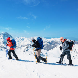 Bastoncini da trekking e borsa per trasporto per uomini telaio in alluminio, Set di racchette da neve con sistema 78 cm Blu navy-Campeggio e Trekking