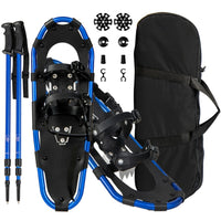 Bastoncini da trekking e borsa per trasporto per uomini telaio in alluminio, Set di racchette da neve con sistema 78 cm Blu navy-Campeggio e Trekking