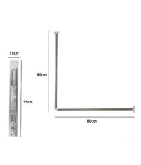 Bastone Asta Per Tenda Doccia Barra A L 2 Lati Angolare Alluminio 80x80cm 69372         