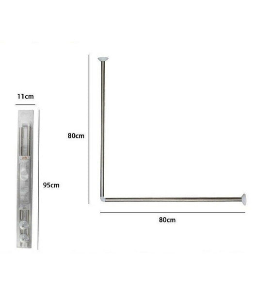 Bastone Asta Per Tenda Doccia Barra A L 2 Lati Angolare Alluminio 80x80cm 69372         