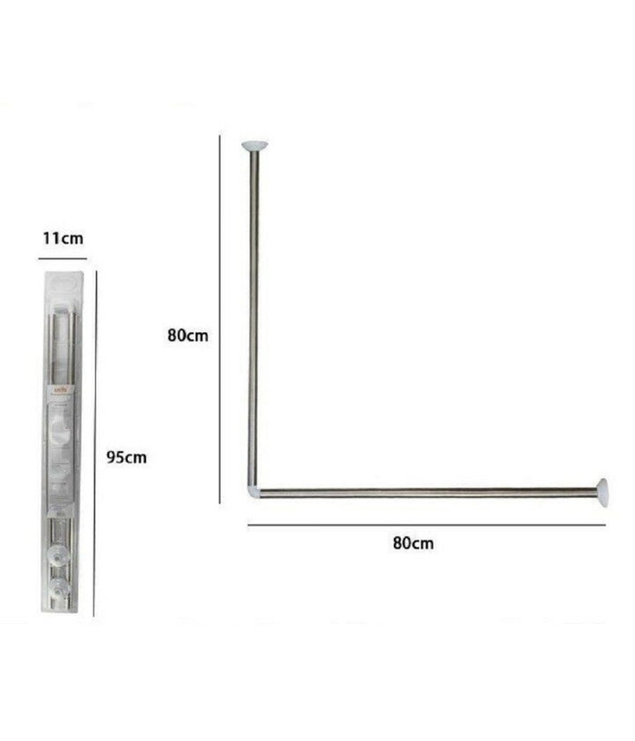 Bastone Asta Per Tenda Doccia Barra A L 2 Lati Angolare Alluminio 80x80cm 69372         