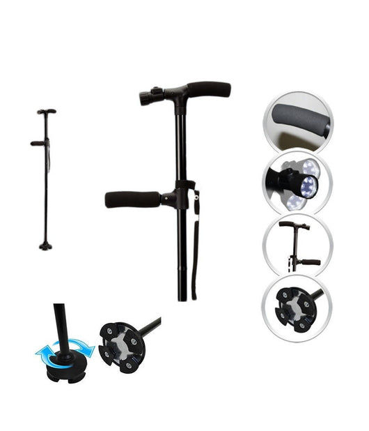 Bastone Magic Cane Magico 2 Manici Torcia Pieghevole Regolabile Da Passeggio         