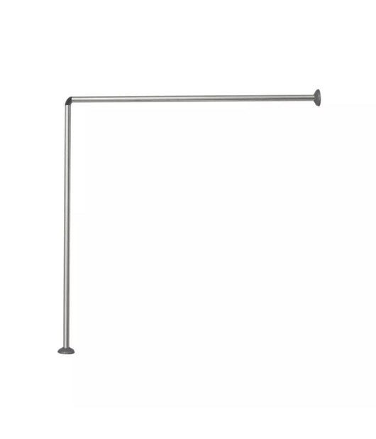 Bastone Per Tenda Doccia Universale Angolare A L Con Aste 90x90 Cm Argento 79520         