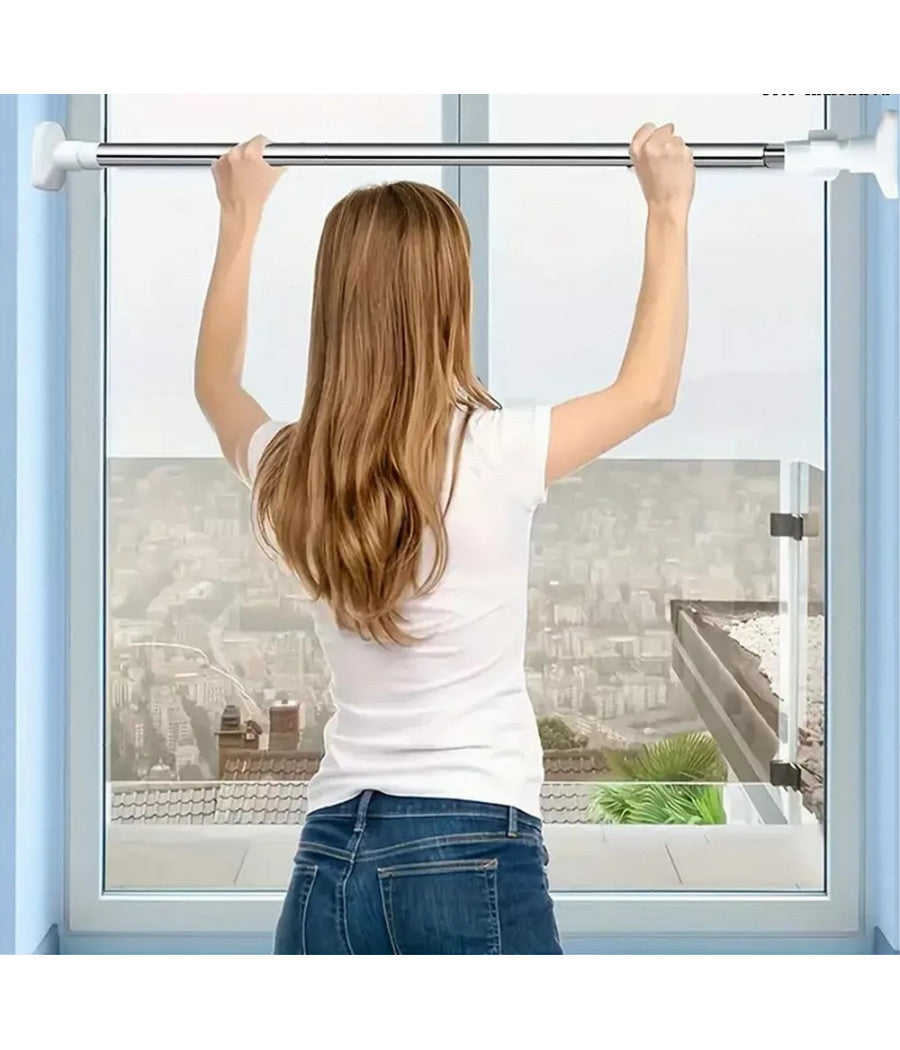 Bastone Silver Estensibile Asta Appendiabiti Tende Regolabile Da 140-260cm 59410         