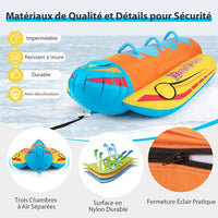 Banana boat gonfiabile da 1 a 3 passeggeri portata 231 kg galleggiante gonfiabile trainabile con 3 sedili imbottiti in eva e maniglie 20_0007874