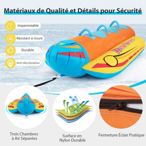 Banana boat gonfiabile da 1 a 3 passeggeri portata 231 kg galleggiante gonfiabile trainabile con 3 sedili imbottiti in eva e maniglie 20_0007874