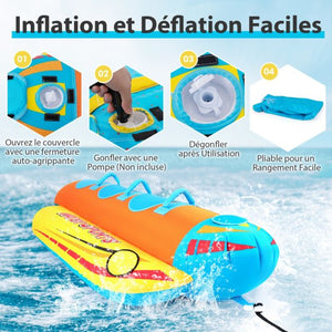 Banana boat gonfiabile da 1 a 3 passeggeri portata 231 kg galleggiante gonfiabile trainabile con 3 sedili imbottiti in eva e maniglie 20_0007874