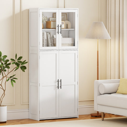 Armadio da bagno con spazio di stoccaggio, Armadio indipendente per strumenti di pulizia per casa e ufficio Bianco-Armadietti da bagno