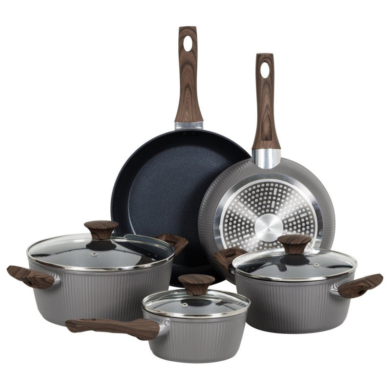 Batteria 8pz Dorica Allungabile Forg-induzione- Manico Effetto Legno Soft Touch