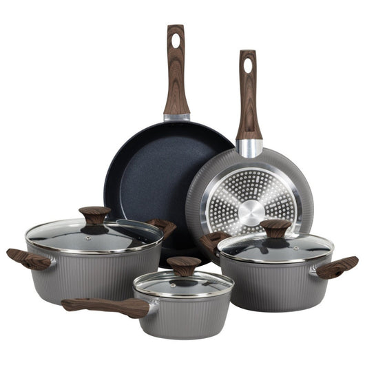 Batteria 8pz Dorica Allungabile Forg-induzione- Manico Effetto Legno Soft Touch