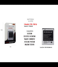 Batteria A Litio 1100mah Per Samsung S3350 Ricambio Smartphone Maxtech Pa-t016         
