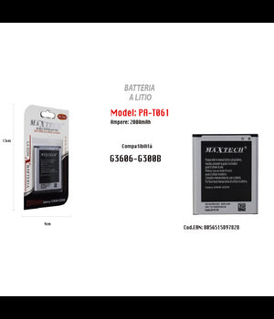 Batteria A Litio 2000mah Per Samsung Galaxy G3606-g3008 Di Ricambio Maxtech Pa-t061         