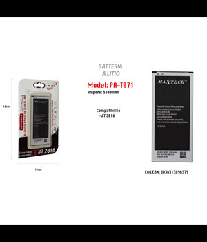 Batteria A Litio Compatibile Per Samsung Galaxy J7 2016 3300mah Maxtech Pa-t071         