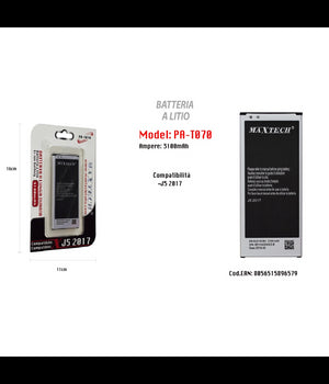 Batteria A Litio Compatibile Per Samsung J5 2017 Maxtech 3100 Mah Pa-t070         
