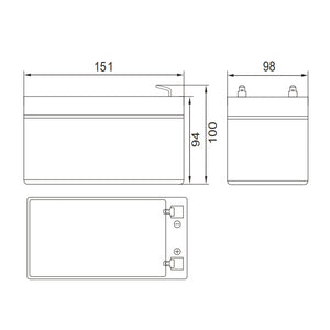 Batteria Ciclica 12V 14Ah Deep Cycle (AGM) - Specifica per Bici Elettriche, Monopattini e Fotovoltaico - Attacco Faston T2
