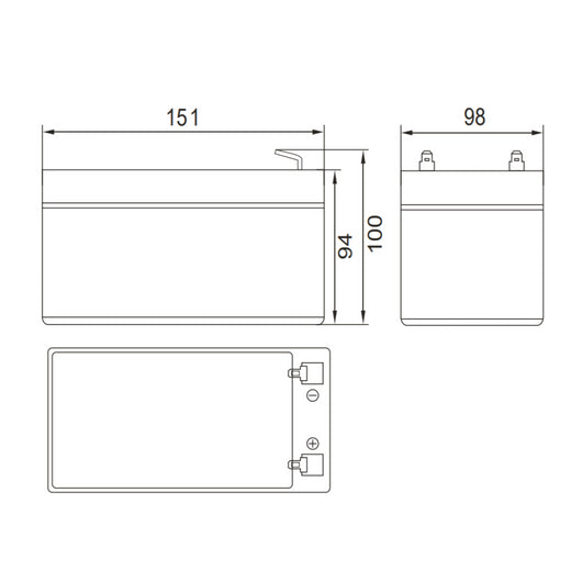 Batteria Ciclica 12V 14Ah Deep Cycle (AGM) - Specifica per Bici Elettriche, Monopattini e Fotovoltaico - Attacco Faston T2