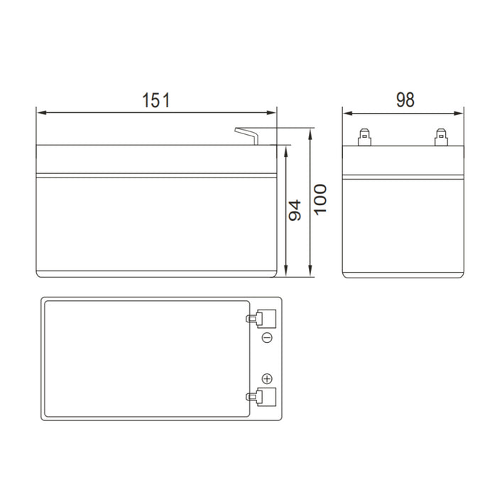 Batteria Ciclica 12V 14Ah Deep Cycle (AGM) - Specifica per Bici Elettriche, Monopattini e Fotovoltaico - Attacco Faston T2