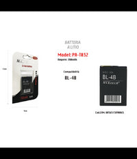 Batteria Compatibile Con Bl-4b Litio 700mah 3.7v Batteria Ricaricabile Maxtech Pa-t032         