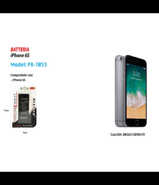 Batteria Compatibile Con Iphone 6s Ricambio Smartphone Maxtech 1715mah Pa-t053         