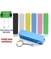 Batteria Esterna 2600 Mah Powerbank Caricatore Per Smartphone Tablet Universale         