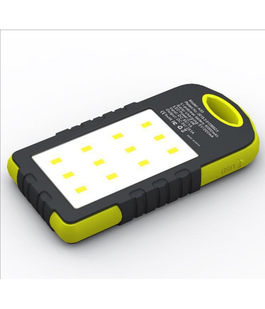 Batteria Esterna Powerbank 8800 Mah Solare Luce Led Caricatore Smartphone         